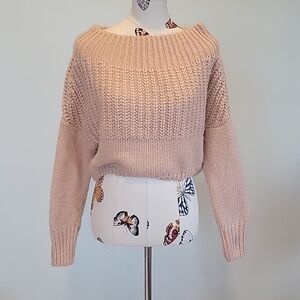 SAGE knitted boat neck croptop sweater.  Thick cozy in size S/M